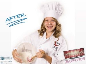 young female chef before and after treatment